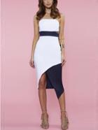 Romwe Contrast Cutout Asymmetric Bandeau Dress