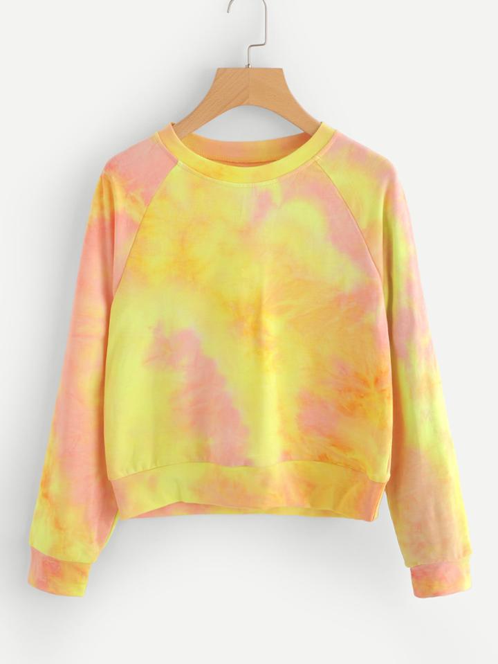 Romwe Raglan Water Color Sweatshirt