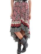 Romwe High Low Printed Skirt