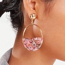 Romwe Color-block Half Round Hoop Earrings