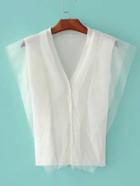 Romwe Mesh Overlay Sleeveless Knitwear
