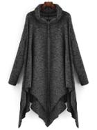 Romwe Turtleneck High Low Black Sweater