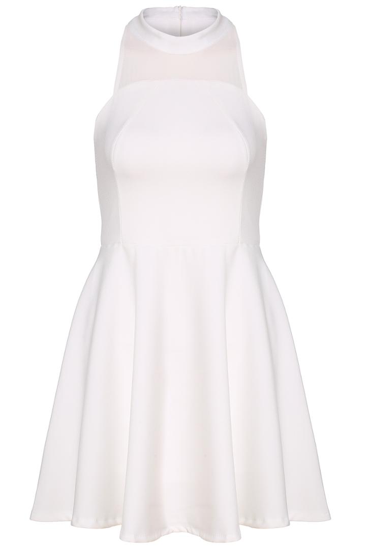 Romwe Halter Neck Sleeveless White Dress