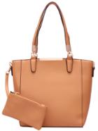 Romwe Yellow Zipper Bag With Small Bag
