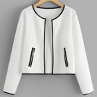 Romwe Plus Contrast Trim Zip Side Coat