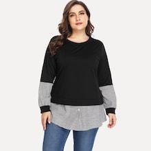 Romwe Plus Contrast Panel Sweatshirt
