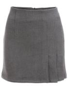 Romwe Ruched Zipper Grey Skirt