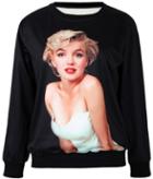 Romwe Marilyn Monroe Print Sweatshirt