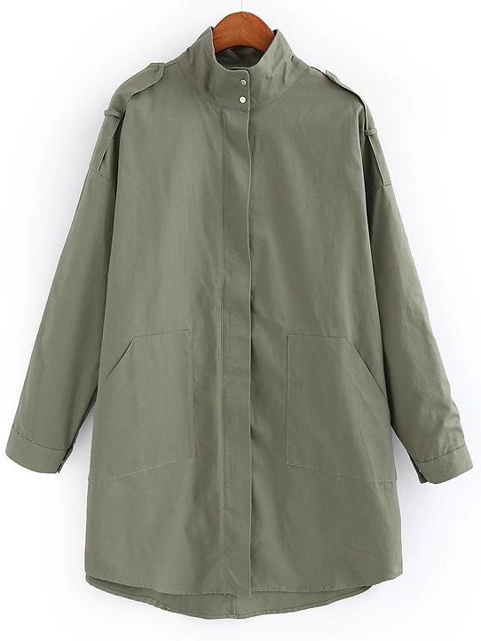 Romwe High Low Lapel Coat With Pockets