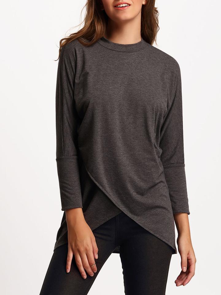 Romwe Grey Crew Neck Modal Loose T-shirt