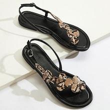 Romwe Snakeskin Pattern Slingback Sandals