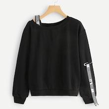 Romwe Letter Tape Sweatshirt