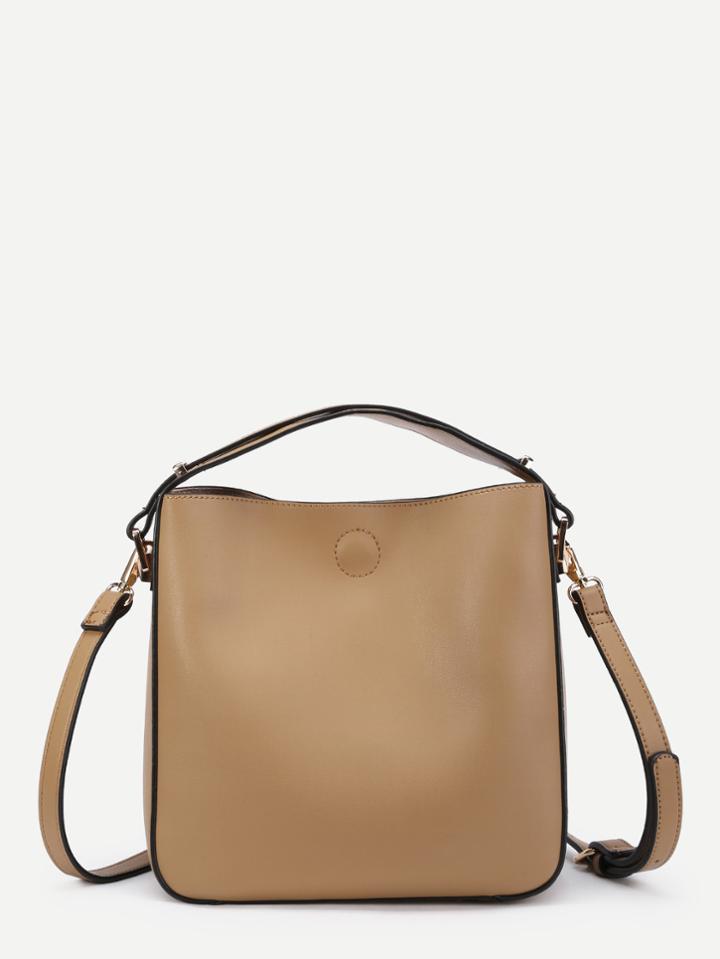 Romwe Piping Detail Pu Crossbody Bag