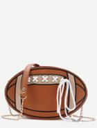 Romwe Brown Ball Shape Lace Up Chain Bag