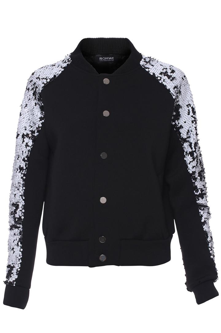 Romwe Silvery Sequin Cool Jacket