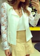 Romwe Lace Hollow Long Sleeve Blazer