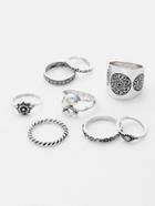 Romwe Faux Pearl Multi Shaped Ring Pack