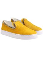 Romwe Yellow Thick-soled Chain Embellished Flats