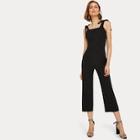 Romwe Solid Knot Cami Jumpsuit