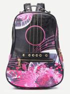 Romwe Guitar Shaped Print Rivets Backpack