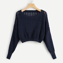 Romwe Drop Shoulder Cut Out Jumper