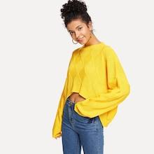 Romwe Drop Shoulder Solid Dip Hem Sweater