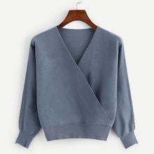 Romwe V Neckline Solid Knit Sweater