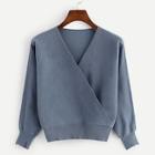 Romwe V Neckline Solid Knit Sweater