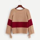 Romwe Knot Sleeve Raglan Sleeve Sweater