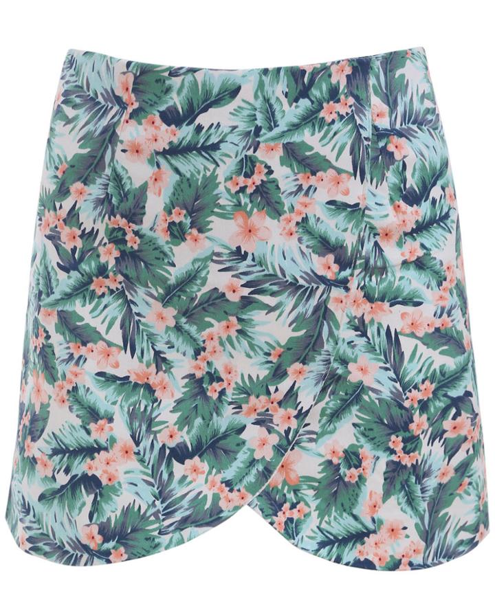 Romwe Back Zipper Florals Bodycon Skirt