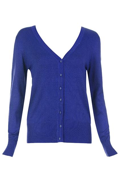 Romwe V Neck Sheer Blue Cardigan