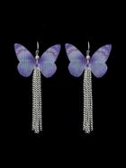 Romwe Purple Butterfly Insect Pattern Drop Earrings