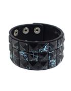 Romwe Black Adjustable Wide Leather Wrap Bracelet