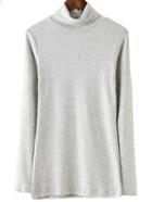 Romwe Turtleneck Long Sleeve Grey T-shirt