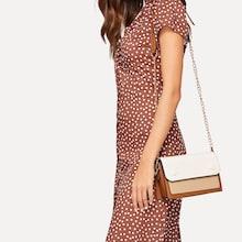 Romwe Color-block Flap Chain Crossbody Bag