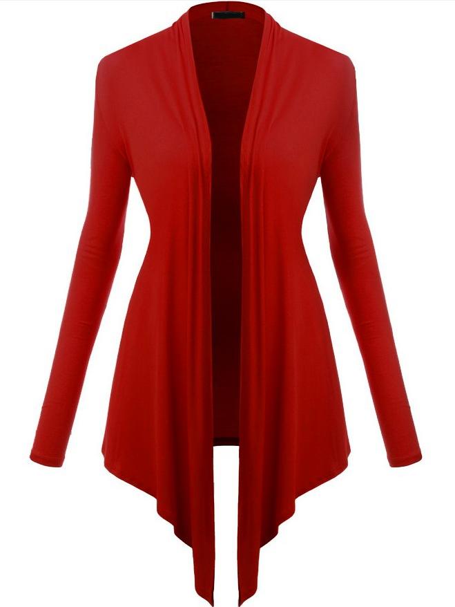 Romwe Long Sleeve Asymmetrical Red Coat