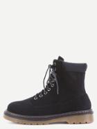 Romwe Black Faux Suede Lace Up Rubber Soled Martin Boots