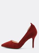 Romwe Red Faux Suede Half D'orsay Pumps