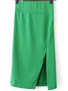 Romwe Slit Bodycon Green Skirt
