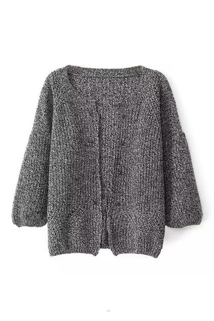 Romwe Hollow-out Dark Grey Cardigan