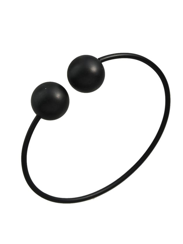 Romwe Black Simple Model Double Metal Ball Thin Bracelet