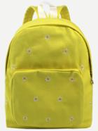 Romwe Yellow Daisy Embroidered Canvas Backpack