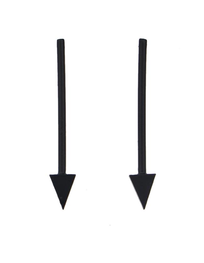 Romwe Black Plated Long Stud Earrings