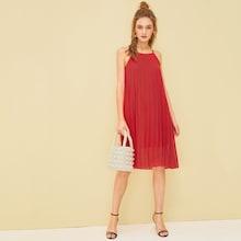 Romwe Double Layer Pleated Cami Dress