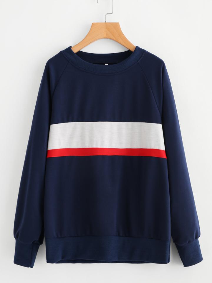 Romwe Color Block Raglan Sweatshirt
