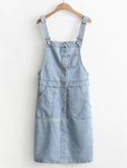Romwe Single Breasted Denim Overall Dress