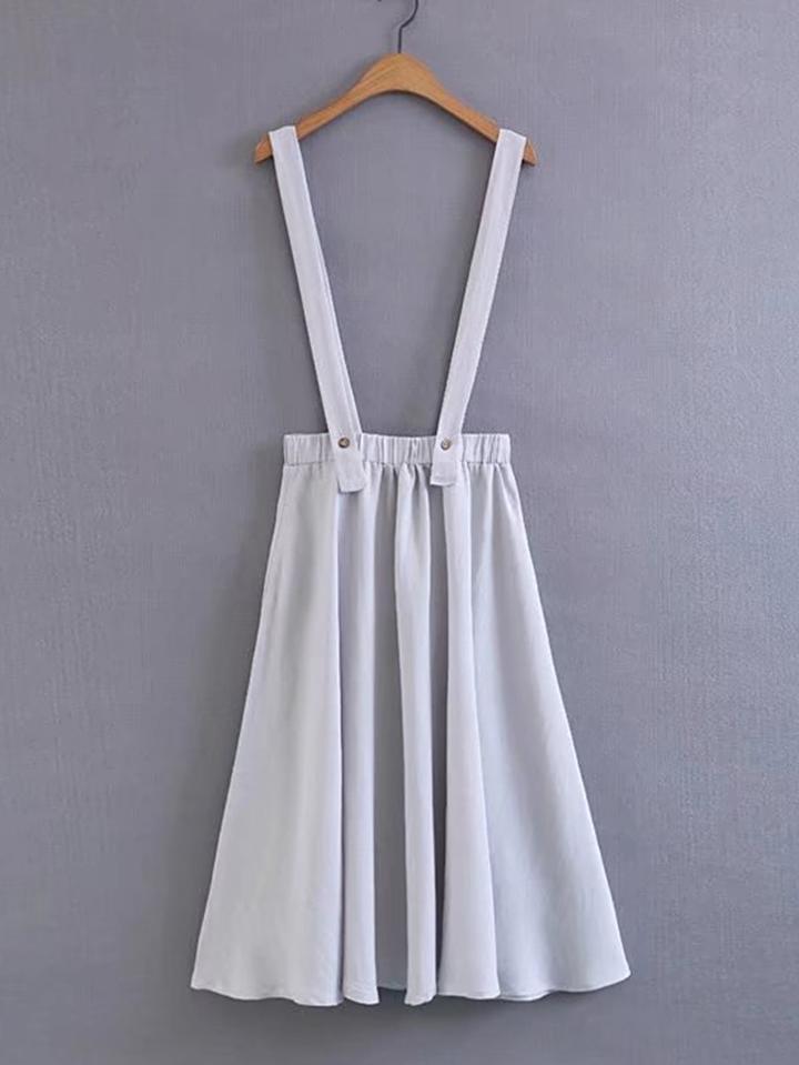 Romwe Pleated Overall Dress