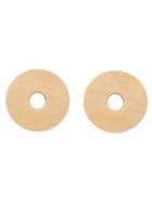 Romwe Brown Hollow Out Round Wooden Stud Earrings