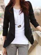 Romwe Long Sleeve Zippers Slim Blazer
