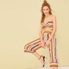 Romwe Twist Front Striped Cami Top & Pants